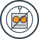 Icon of a robot's square face inside a circle. The robot's face has a line dash indicating no robots.