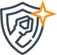 AWR icon: shield with robot arm and star